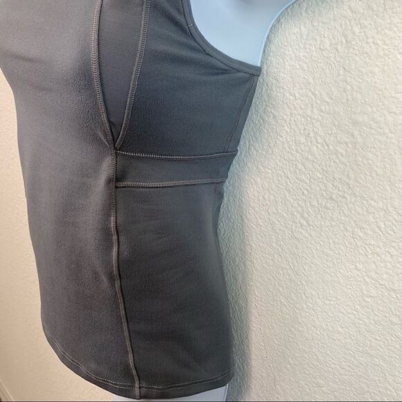 Athleta Gray Stunner T Back Tank Top Women's S Workout Fitted Stretch Gym - Picture 3 of 6